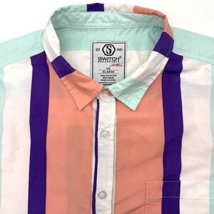 Switch‎ Remarkable Men's XL Striped Button Up Short Sleeve Pocket Multicolor